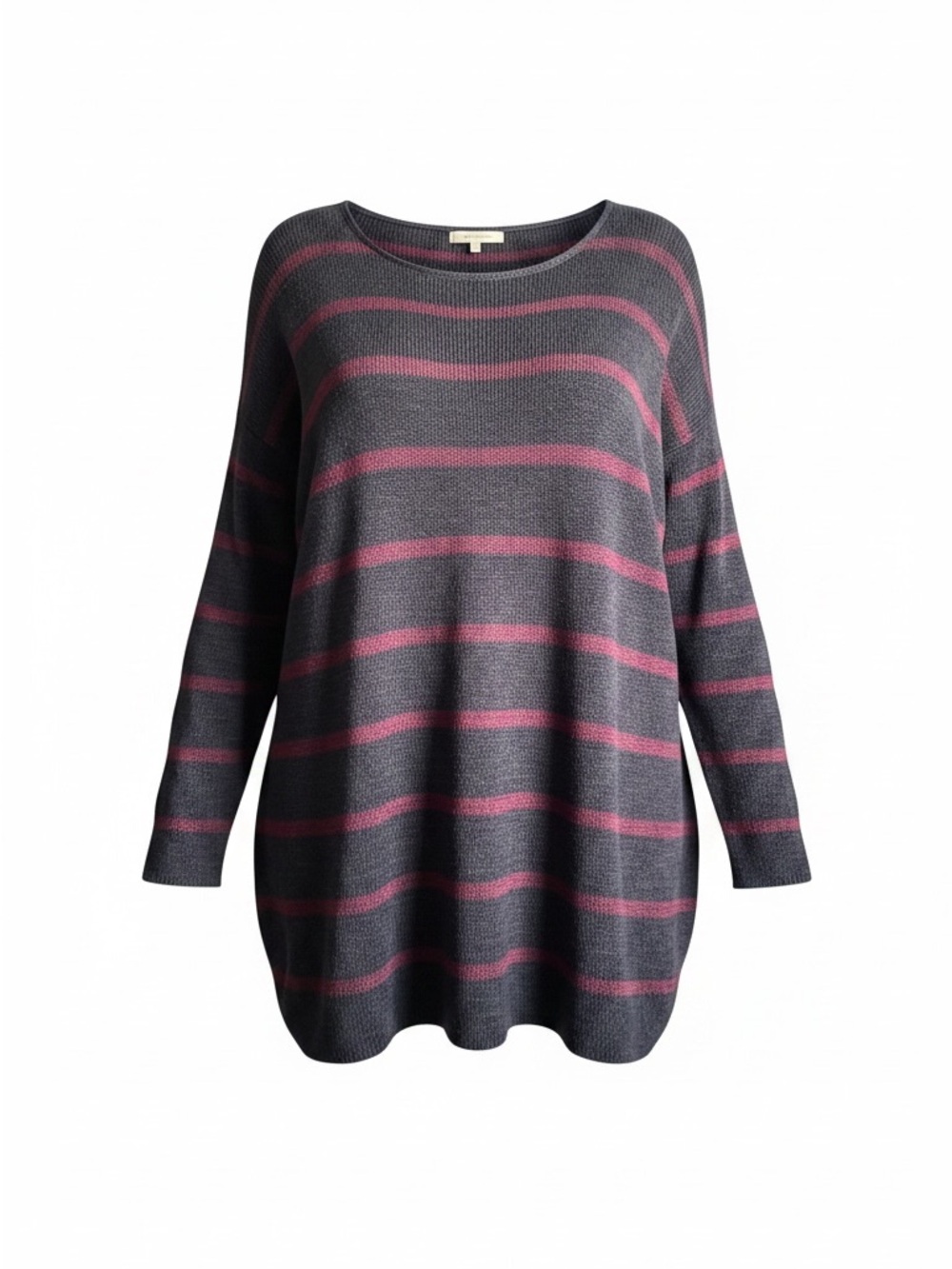 Free People "Shipping News" Stripped Oversized Tunic Sweater Navy Blue Magenta L